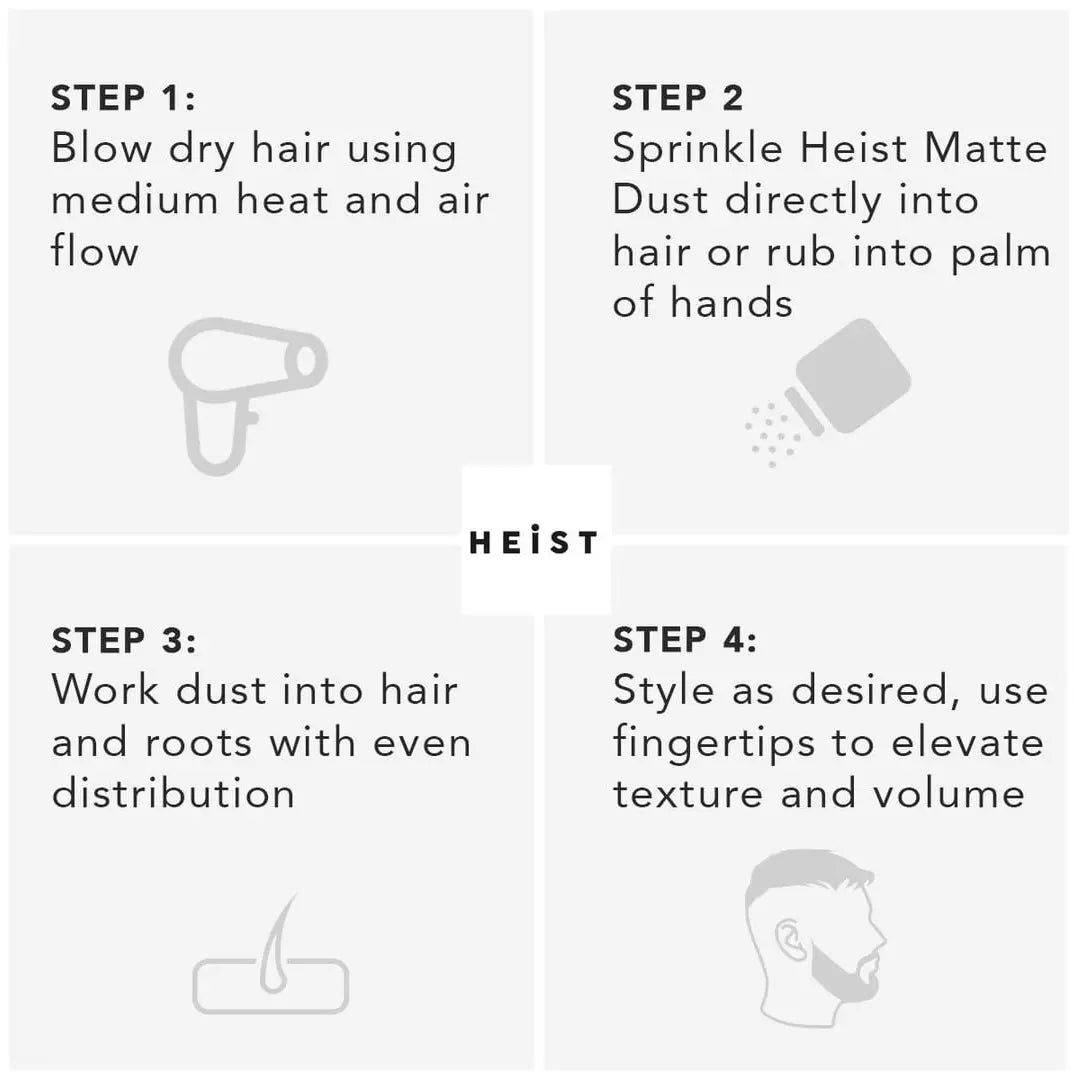 Matte Dust Hair Styling Powder by Heist Labs - Volume & Dry Texture (20g) Heist of London