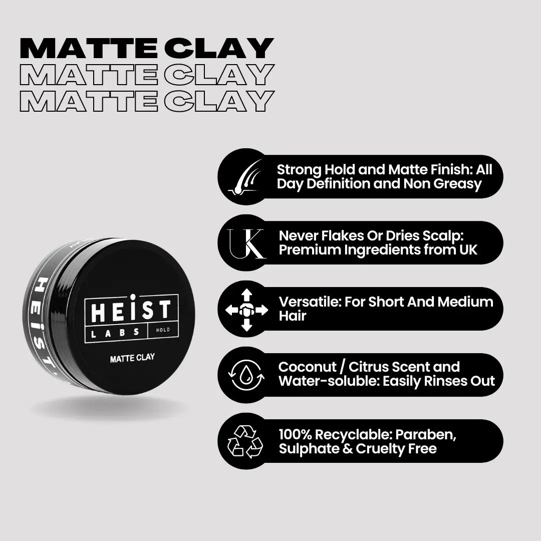 Matte Clay by Heist Labs - Strong Hold and Definition (100ml) Heist of London